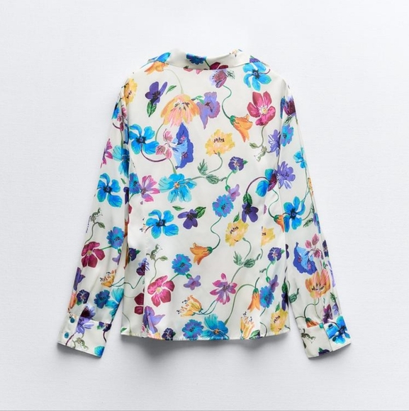 SATIN SHIRT WITH FLORAL PRINT SIZE L - Picture 7 of 8
